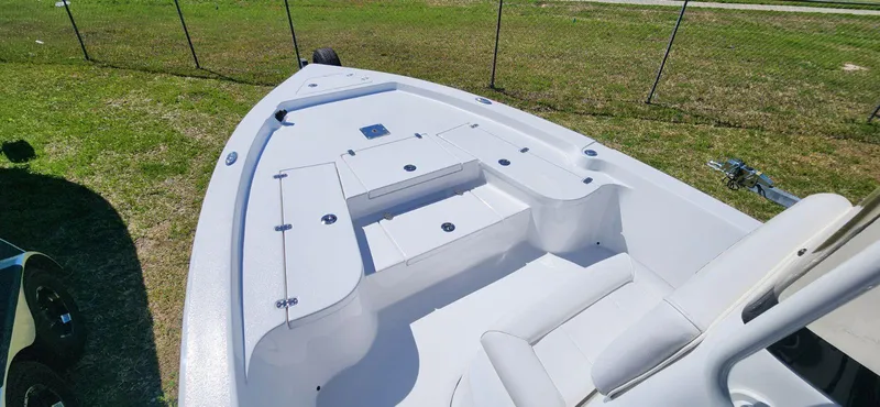 Slide: The Image of 2024 Blazer 2220 Fisherman boat deck, spacious and sleek design. - 3