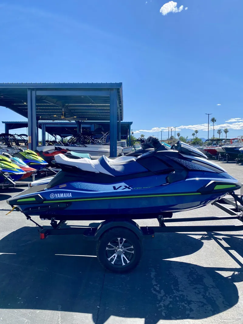 Slide: The Image of 2024 Yamaha WaveRunner VX Cruiser with Audio on trailer in outdoor showroom. - 0