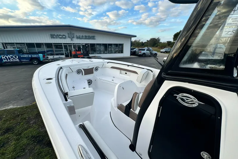 Slide: The Image of 2024 Tidewater 256 LXF boat at Fyco Marine dealership. - 14