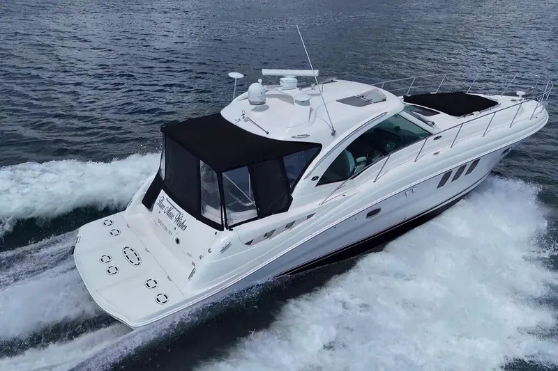 Slide: The Image of Luxurious bathroom interior of 2008 Sea Ray 480 Sundancer yacht with elegant fixtures. - 32