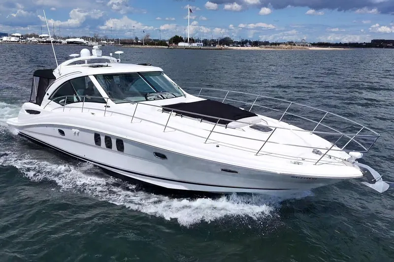 Slide: The Image of Bathroom interior of 2008 Sea Ray 480 Sundancer yacht with shower and toilet. - 33