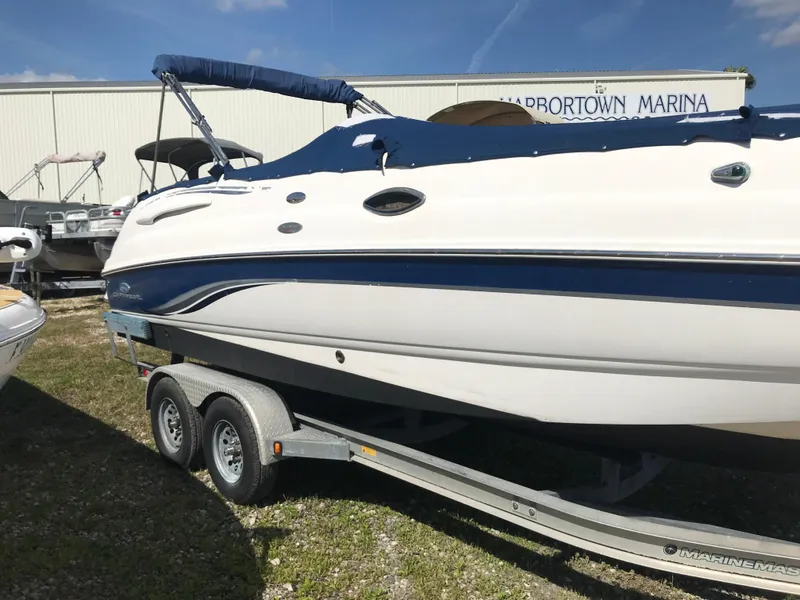 Slide: The Image of 2005 Chaparral Sunesta 252 boat on trailer at Harbortown Marina. - 6