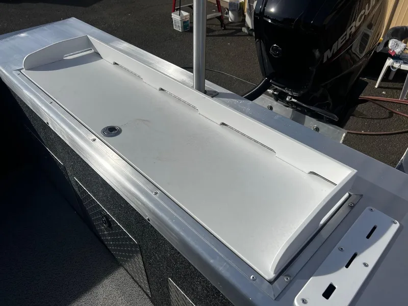 Slide: The Image of 2024 Thunder Jet 185 Luxor boat with Mercury engine, rear deck view. - 20