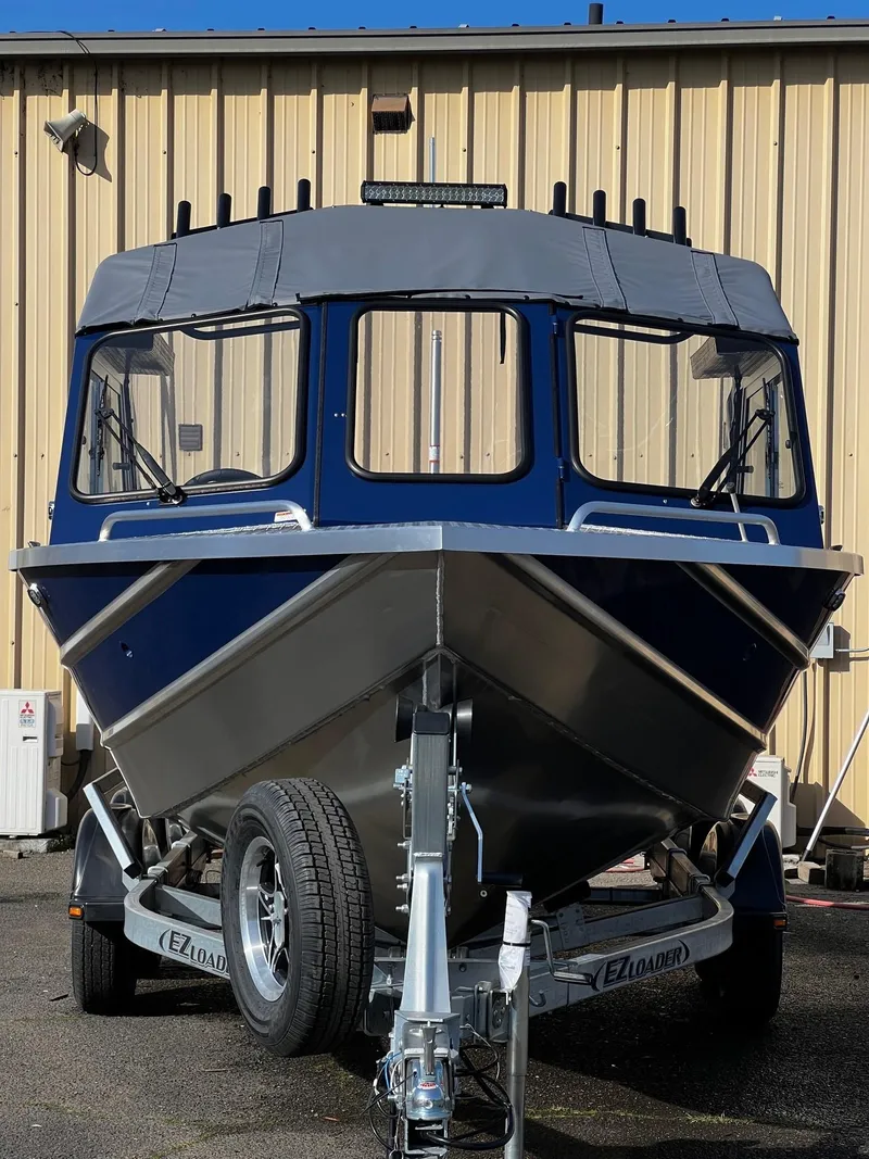 Slide: The Image of 2024 Thunder Jet 185 Luxor boat on trailer, front view. - 6