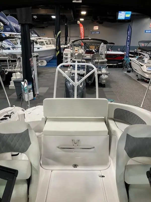 Slide: The Image of 2024 SouthWind 2400 SD boat interior at a boat show. - 7