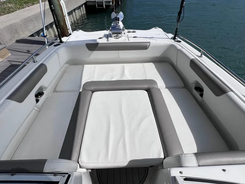 Slide: The Image of Control panel of a 2019 World Cat 255 DC boat. - 36