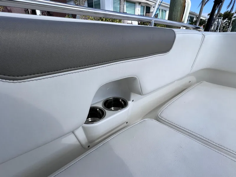 Slide: The Image of 2019 World Cat 255 DC boat anchor area on water. - 41