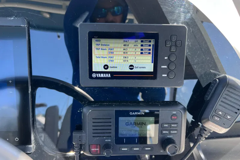 Slide: The Image of Dashboard of a 2019 World Cat 255 DC with Yamaha and Garmin displays. - 69