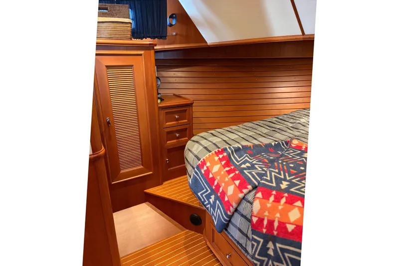 Slide: The Image of Interior of 2007 Grand Banks 47 Eastbay FB with wooden furnishings. - 34