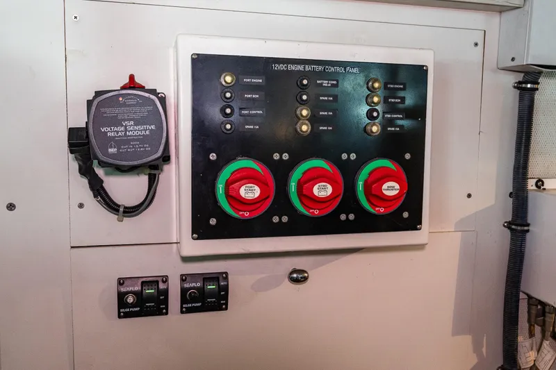 Slide: The Image of Control panel of a 2007 Grand Banks 47 Eastbay FB yacht engine room. - 70