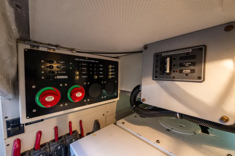 Slide: The Image of Electrical control panel on 2007 Grand Banks 47 Eastbay FB yacht. - 71