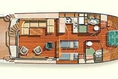 Slide: The Image of Floor plan of Grand Banks 47 Eastbay FB yacht, 2007 model. - 77