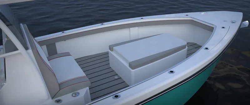 Slide: The Image of 2024 CG Boat Works 34 Tournament bow seating and deck area. - 12