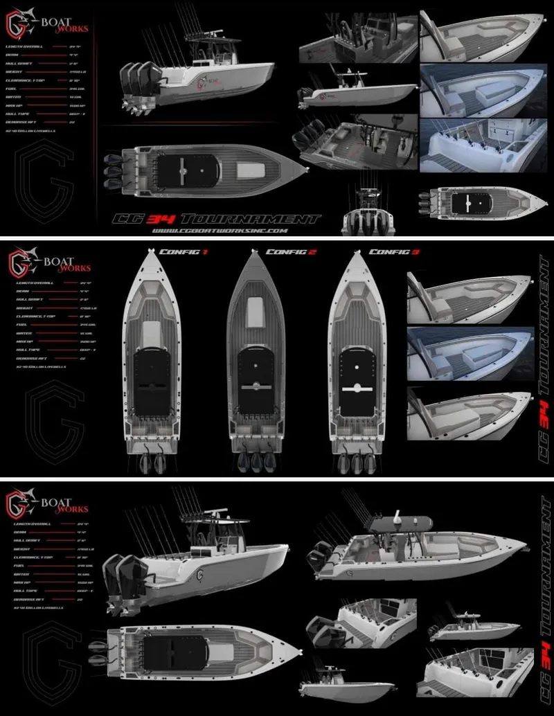 Slide: The Image of 2024 CG Boat Works 34 Tournament fishing boat configurations and features. - 52