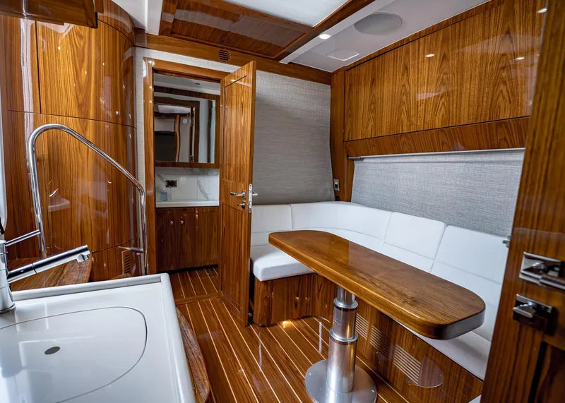 Slide: The Image of Luxurious interior of 2021 HCB Estrella yacht with wooden finishes and modern amenities. - 32