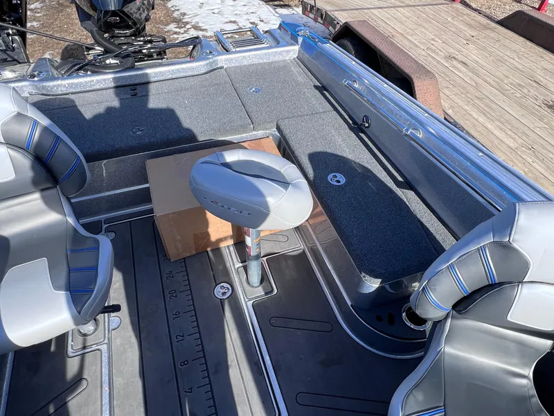 Slide: The Image of 2024 Nitro ZV20 boat interior with seating and storage compartments. - 11