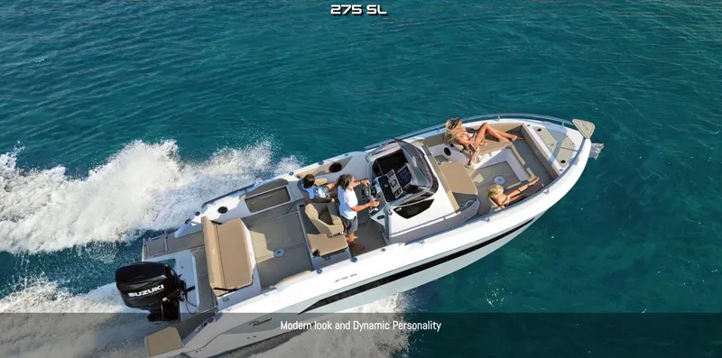 Slide: The Image of 2024 Ranieri 275 SL boat interior with seating and helm station. - 24