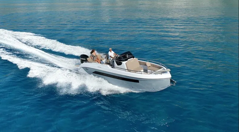 Slide: The Image of 2024 Ranieri 275 SL boat with Honda engines on a sunny day. - 27