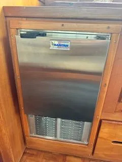 Slide: The Image of Stainless steel refrigerator in 1996 Grand Banks Classic boat interior. - 38