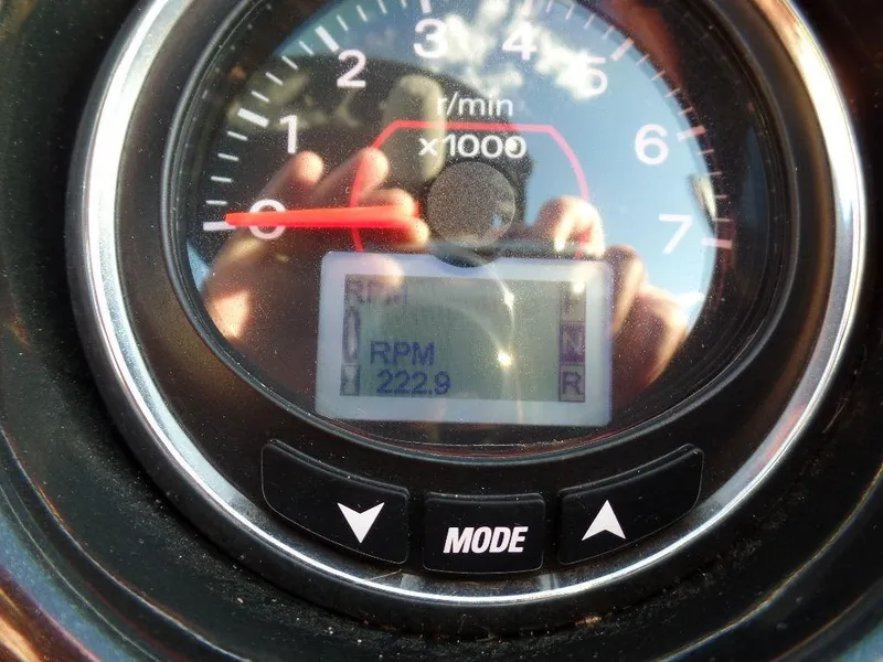 Slide: The Image of Close-up of 2017 JC Sporttoon 28TT tachometer showing 222.9 RPM. - 26