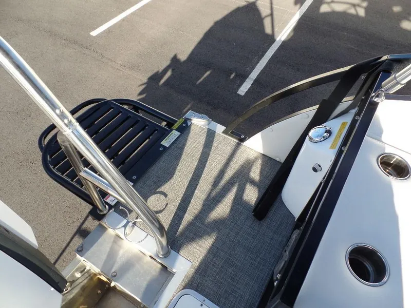 Slide: The Image of 2017 JC Sporttoon 28TT boat deck with stainless steel railing and non-slip flooring. - 27