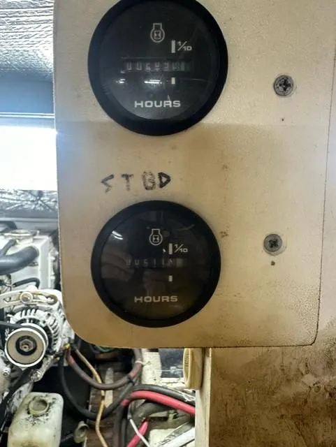 Slide: The Image of Hour meters on a 1985 Ocean 38 Super Sport boat. - 25