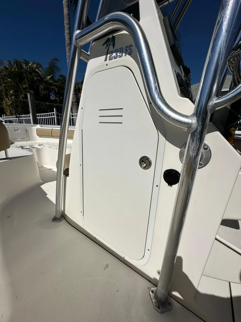 Slide: The Image of 2019 Key West 239 FS boat console with stainless steel railings. - 17