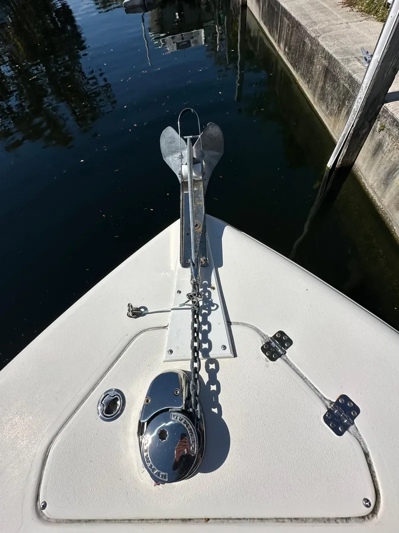 Slide: The Image of 2019 Key West 239 FS boat anchor and chain at the bow. - 28