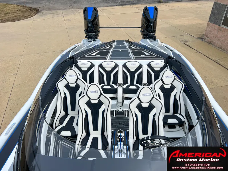 Slide: The Image of MTI 390X 2022 boat with luxurious seating and modern design. - 29