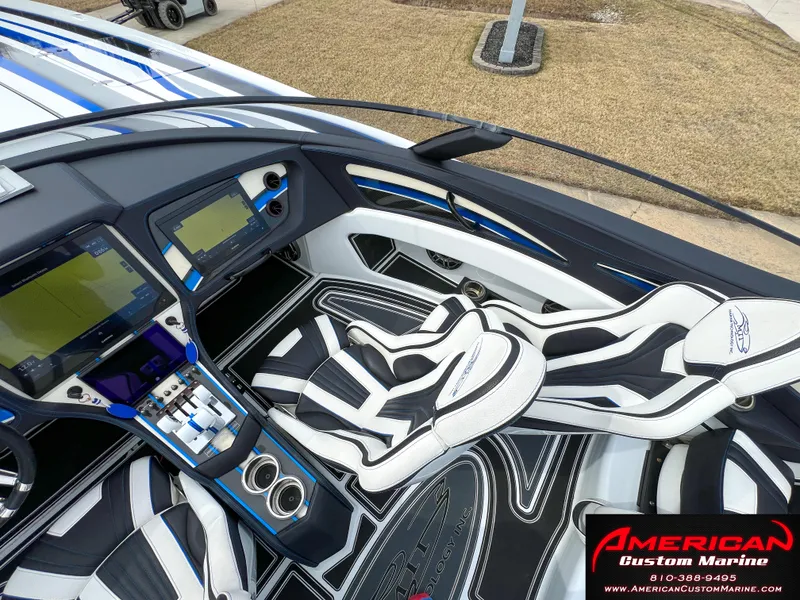 Slide: The Image of Interior of a 2022 MTI 390X boat with modern features. - 38