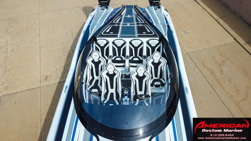 Slide: The Image of MTI 390X 2022 boat with sleek design and modern seating. - 47