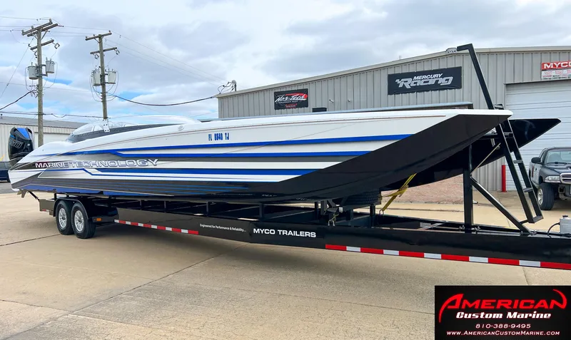Slide: The Image of 2022 MTI 390X boat on trailer at American Custom Marine. - 7