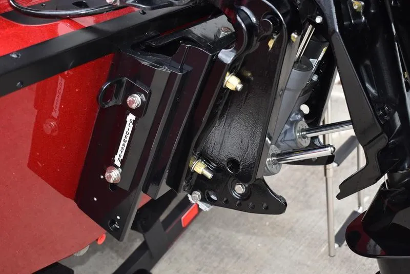 Slide: The Image of Close-up of 2024 Triton 206 Allure boat engine mount and components. - 8