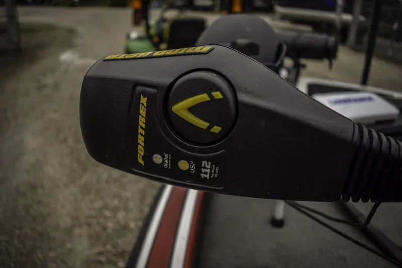 Slide: The Image of Close-up of a 2017 Nitro Z21 boat's Fortrex trolling motor control. - 5