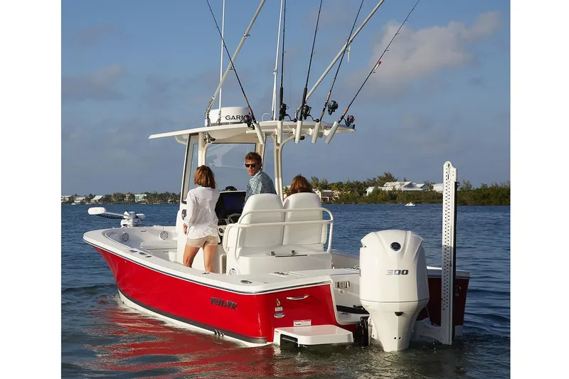 Slide: The Image of 2024 Regulator 26XO boat canopy against clear blue sky. - 6
