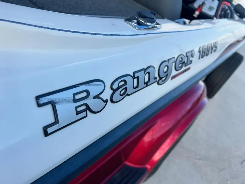 Slide: The Image of Close-up of 2007 Ranger 188VX boat model name and logo. - 4