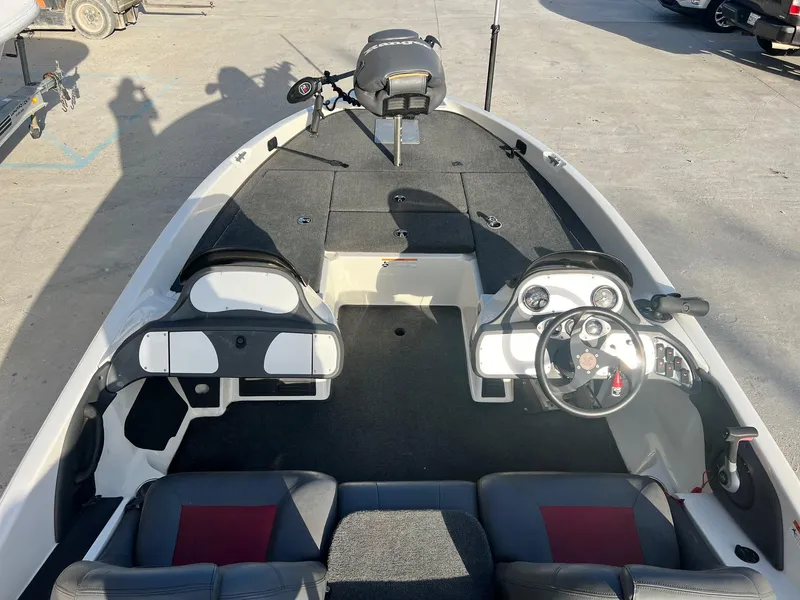 Slide: The Image of 2007 Ranger 188VX fishing boat interior with dual consoles and seating. - 8