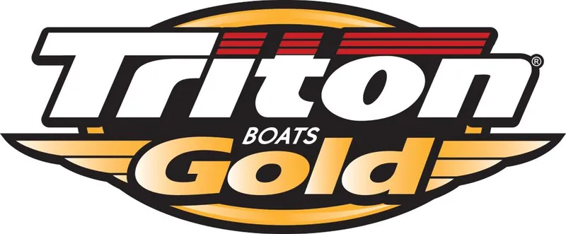 Slide: The Image of Logo of Triton Boats Gold, featuring bold text and winged design elements. - 36