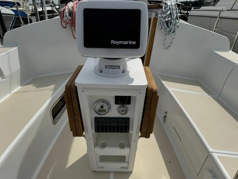 Slide: The Image of Tartan 365 yacht cockpit with Raymarine navigation system, 2025 model. - 11