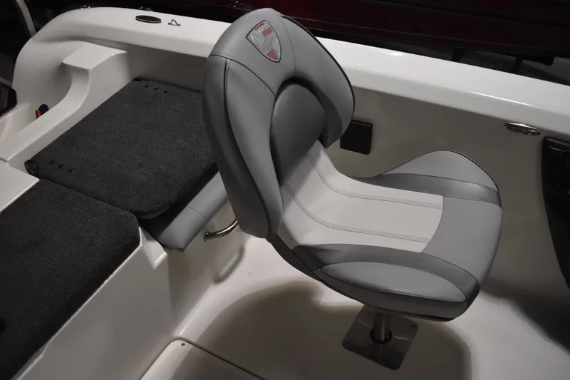 Slide: The Image of 2024 Triton 186 Allure boat seat with gray and white upholstery. - 55