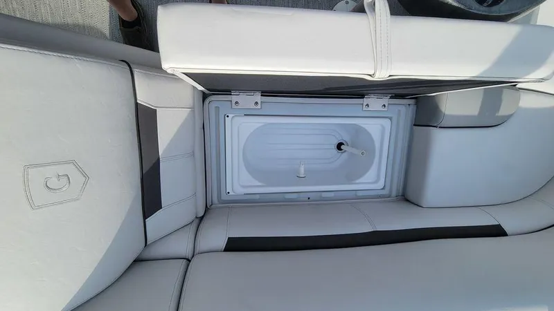 Slide: The Image of 2023 Godfrey Sweetwater 2086 BF GTP 27 in. Center Tube boat seat storage compartment. - 9