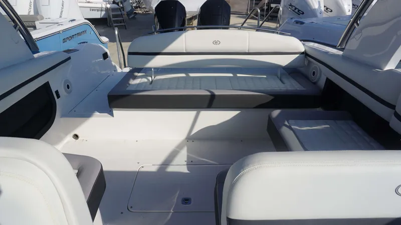 Slide: The Image of 2024 Cobalt 30 SC boat interior with spacious seating and modern design. - 10