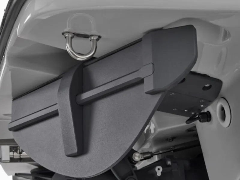 Slide: The Image of Close-up of 2024 Yamaha Boats 255XD hull and hardware. - 4