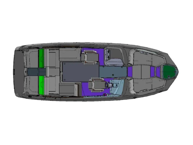 Slide: The Image of Top view of 2024 Yamaha Boats 255XD layout, showcasing seating and interior design. - 5