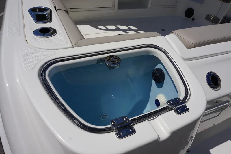 Slide: The Image of Livewell on 2025 Boston Whaler 365 Conquest boat, featuring sleek design and functionality. - 16