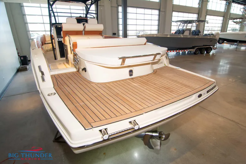 Slide: The Image of 2024 Capoforte SX280I luxury boat with teak deck in showroom. - 8
