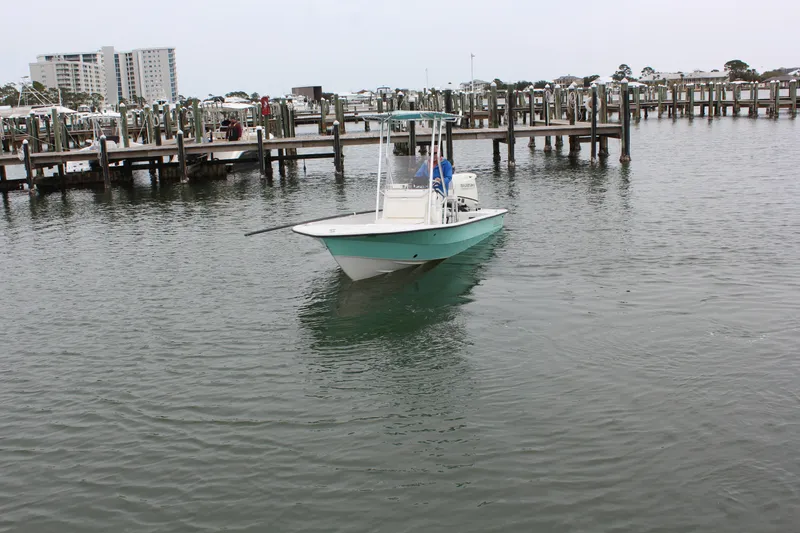 Slide: The Image of 2019 Wagner Catamaran Coaches boat near a dock in a marina. - 3