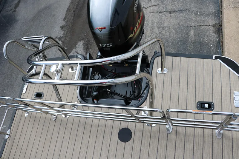 Slide: The Image of 2025 Sylvan Mirage X3 CLZ DH boat with 175 HP engine and sleek deck design. - 25