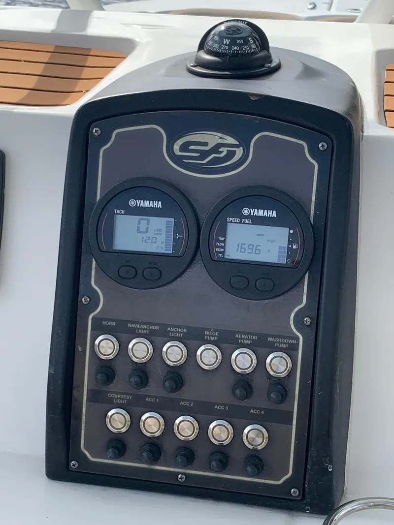 Slide: The Image of Control panel of a 2017 Sea Fox 226 Commander boat with Yamaha gauges. - 10