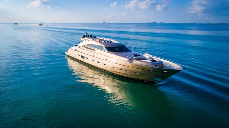 Slide: The Image of Luxurious AB 118 yacht cruising on calm blue waters, 2010 model. - 13